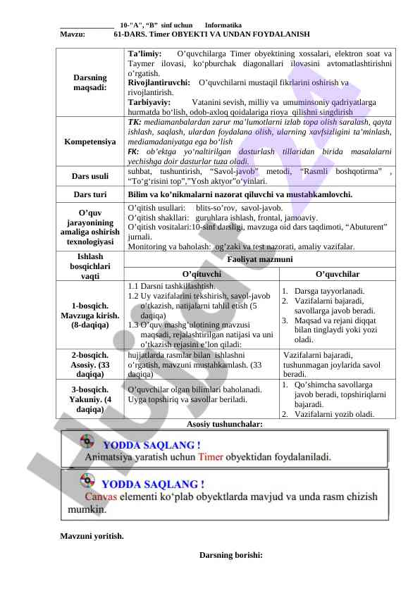 Informatika darsi uchun o‘quv materiallari