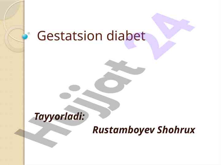 Gestatsion diabet va uning asoratlari bilan kurash
