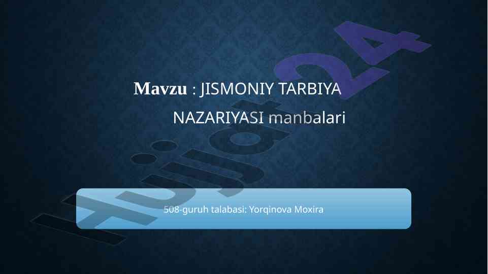 Jismoniy tarbiya nazariyasi maktabgacha bolalar uchun