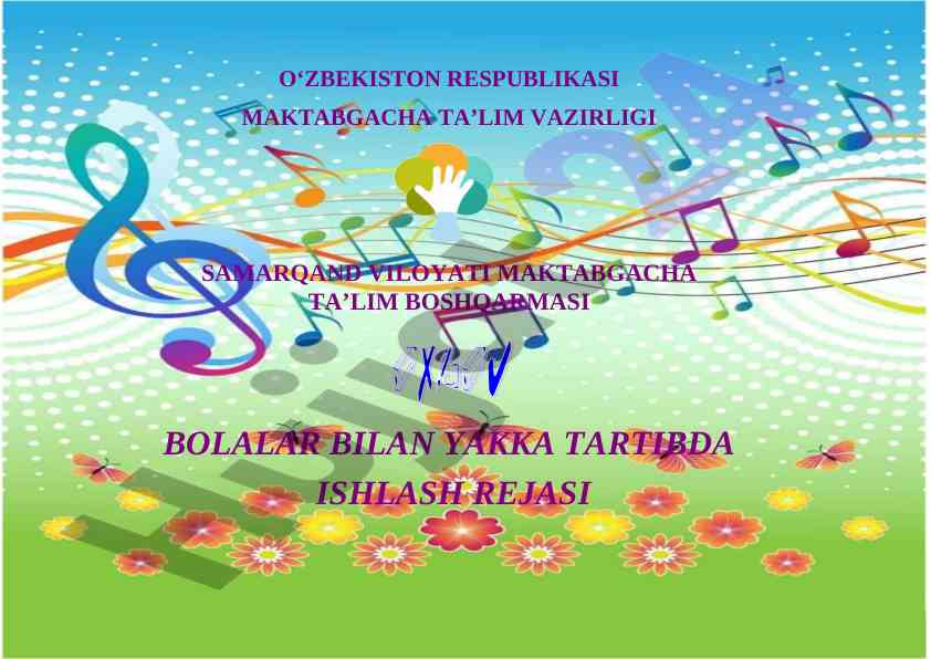 Yakka tartibda bolalar bilan ishlash rejasi