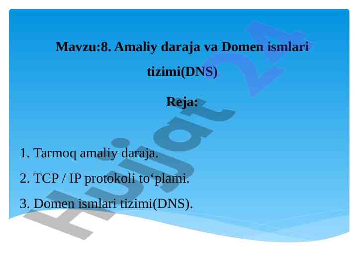 Amaliy daraja va domen ismlari tizimi dns