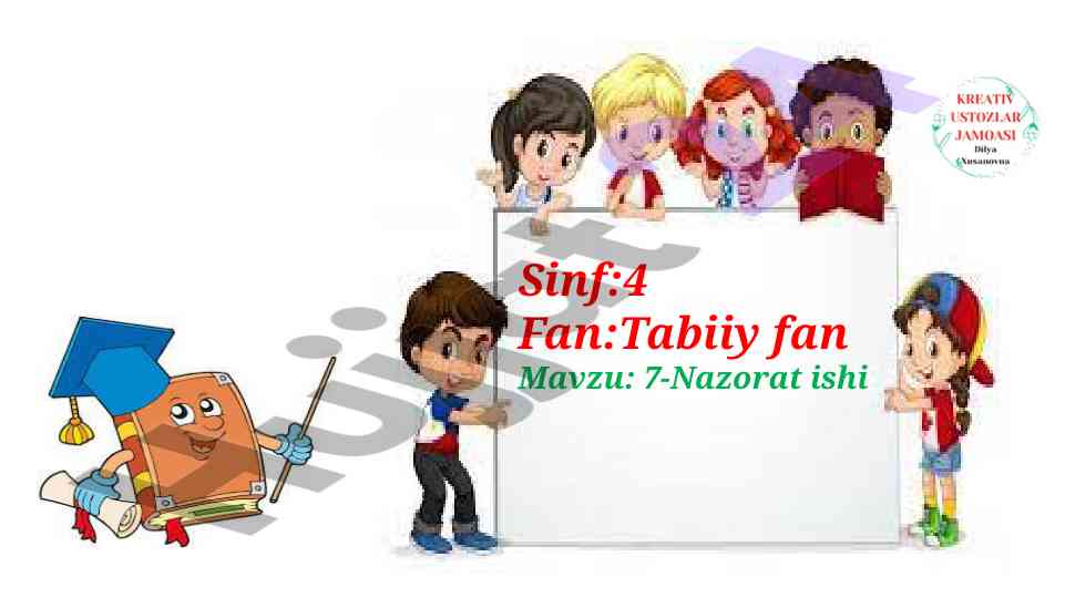 Tabiiy fanlar bo‘yicha nazorat ishlari testi