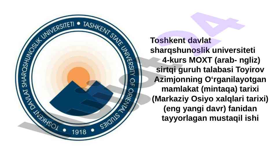 Sssrda industrlashtirish siyosatining o'rta osiyo tarixi