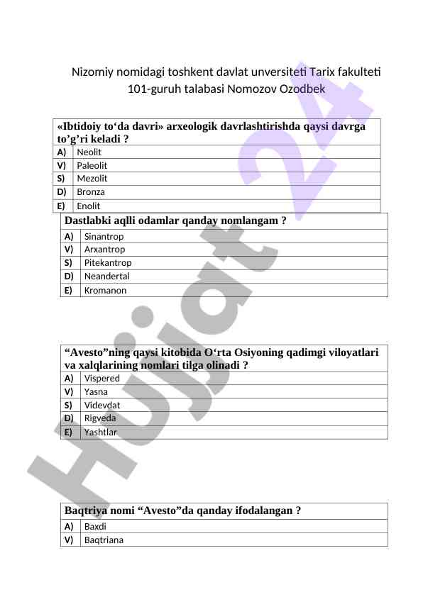 Toshkent davlat universiteti tarix fakulteti