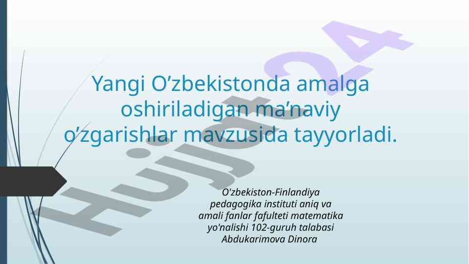Yangi o'zbekistonni barpo etish mavzusida ish