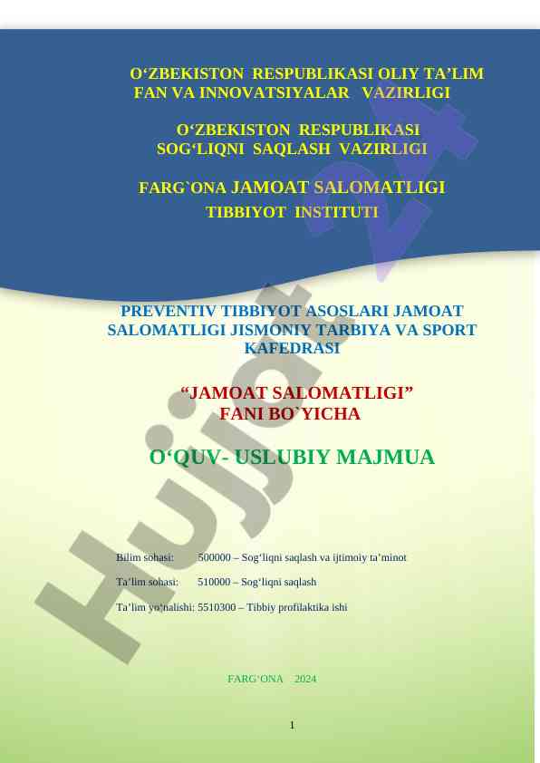 Jamoat salomatligi o‘quv-uslubiy majmua 2024