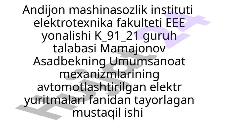 Telferlar elektr yuritmalari va mekanizmlari