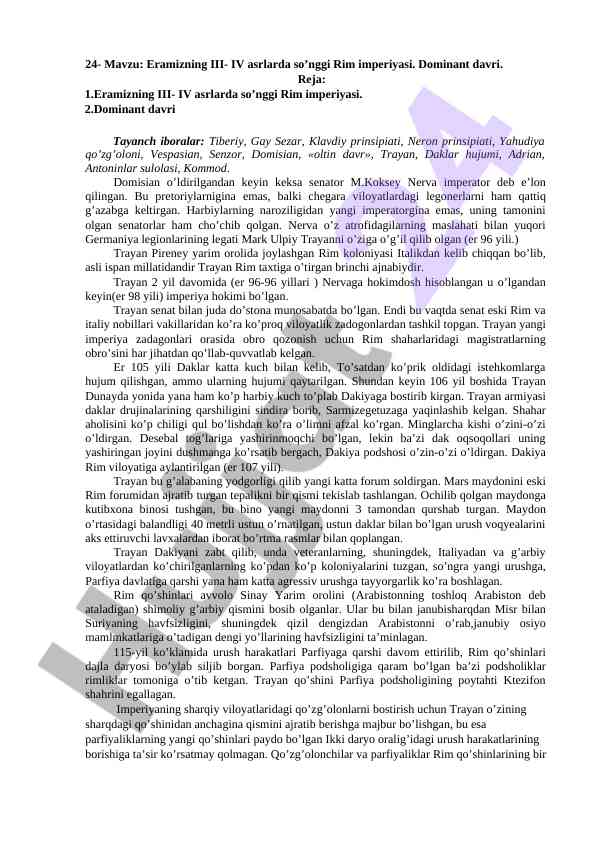 Ergashning iii-iv asrlarda so’nggi rim imperiyasi