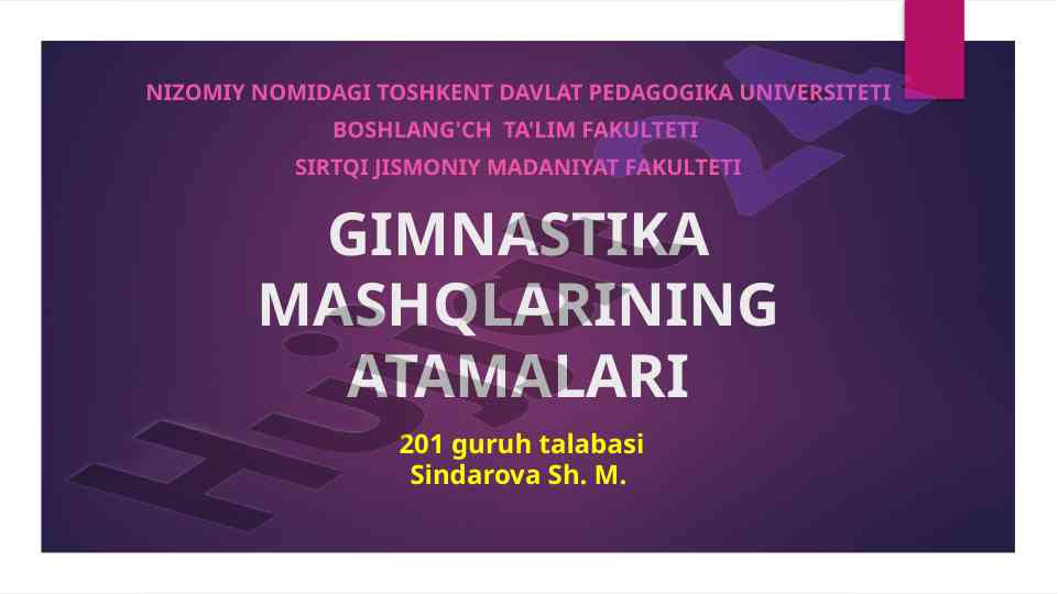 Gimnastika mashqlarining atamalari tushunchasi