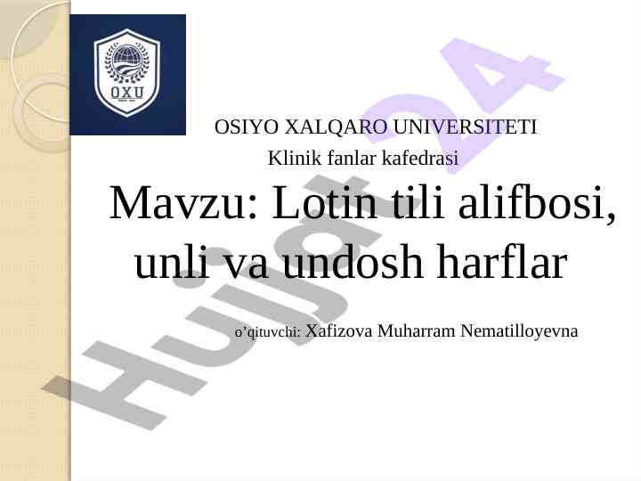Lotin tili alifbosi unli va undosh harflar