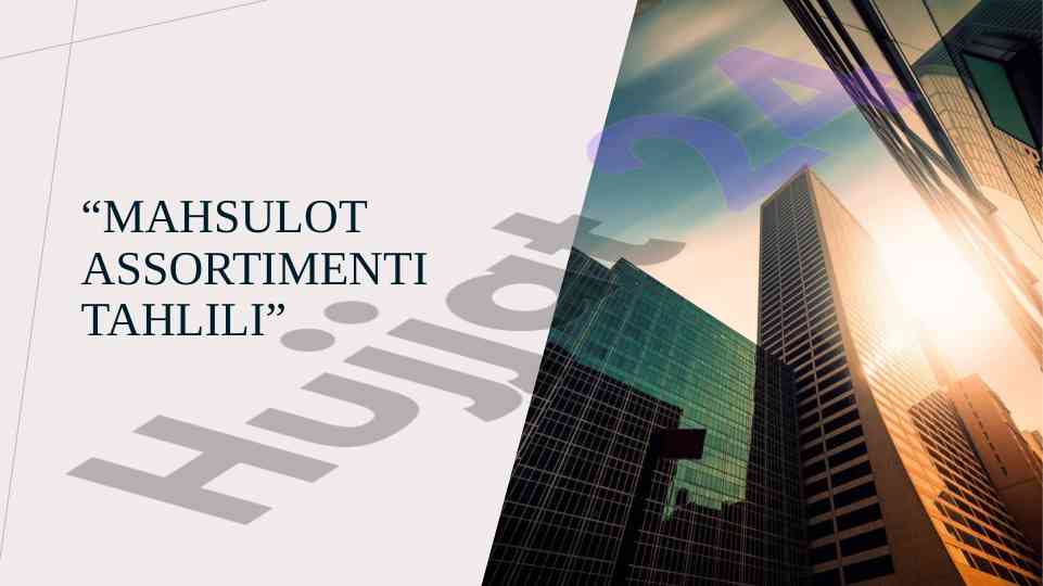 Mahsulot assortimenti tahlili usullari haqida