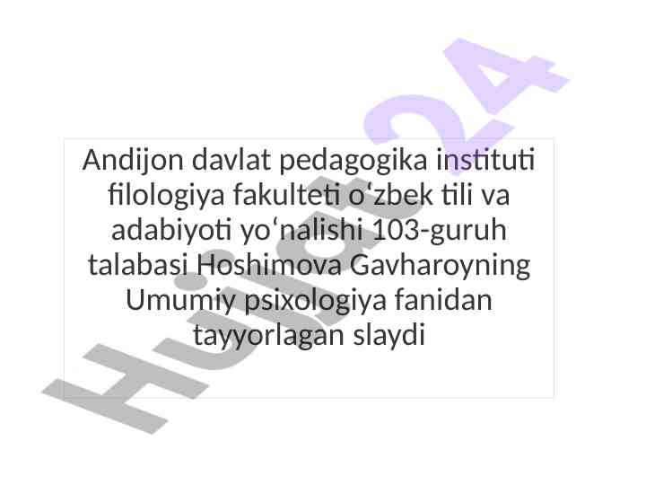 Umumiy psixologiya fani taqdimoti