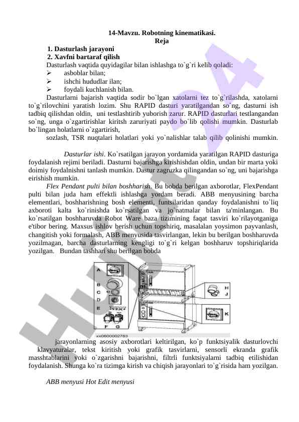 Robotning kinematikasi dars ishlanmasi