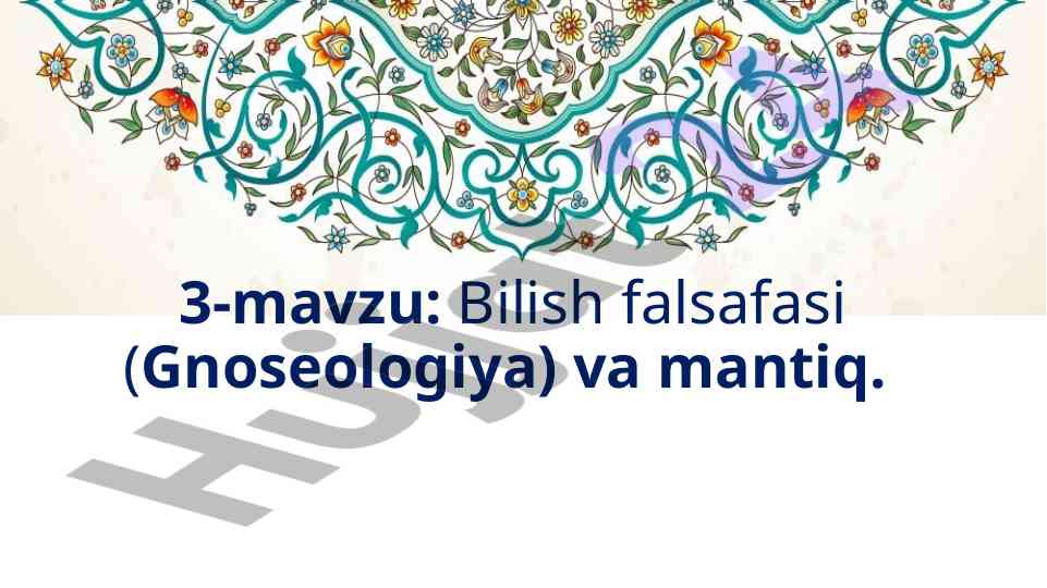 Bilish falsafasi va mantiq asoslari