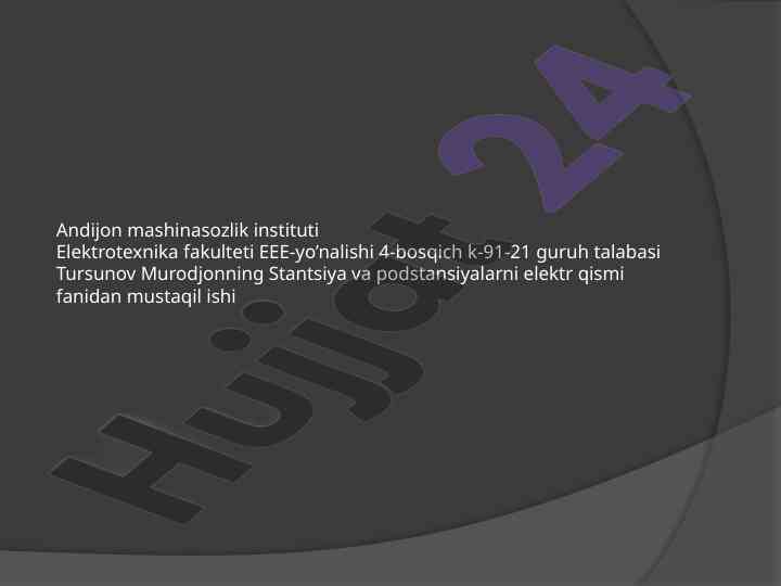 Podstansiyaning elektr sxemalari tahlili