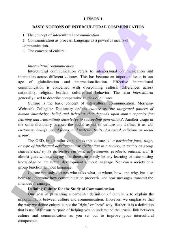 Basic notions of intercultural communication