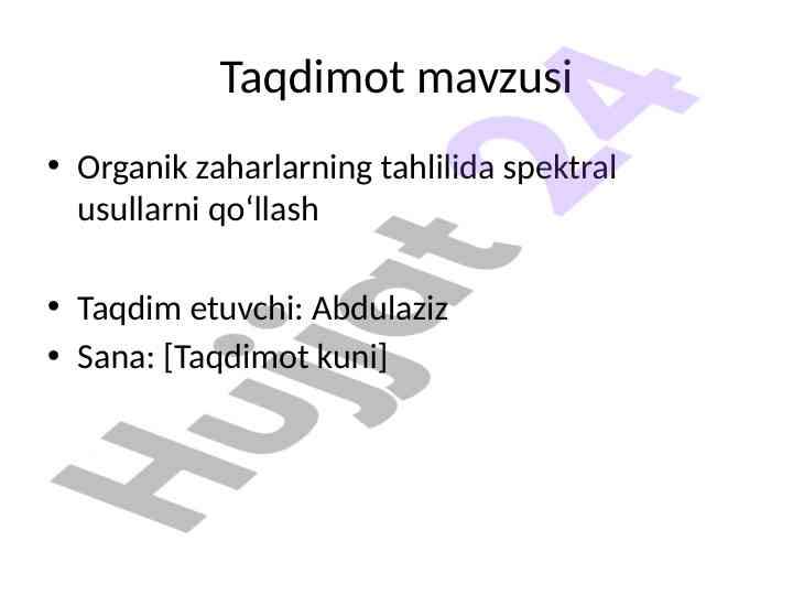 Organik zaharlar tahlilida spektral usullar