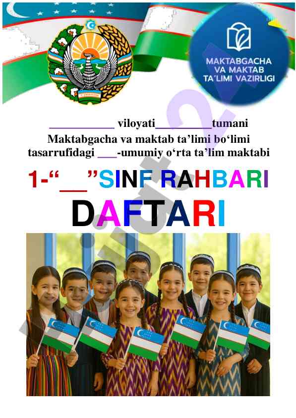 Sinf rahbari daftari tarbiyaviy ishlar rejasi