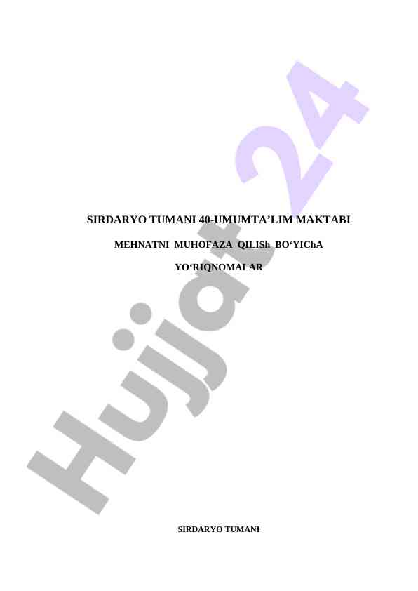 Mehnatni muhofaza qilishga oid yo‘riqnoma