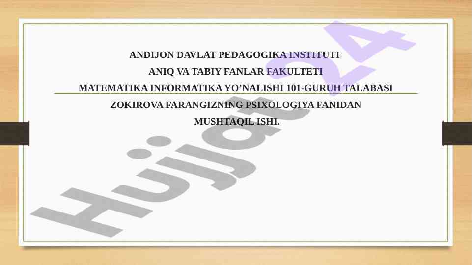 Kichik davr psixikasi xususiyatlari tadqiqoti