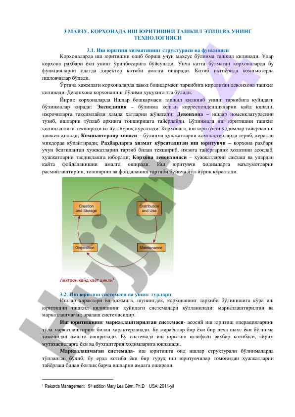 Korxonada ish yuritishni tashkil etish va uning texnologiyasi
