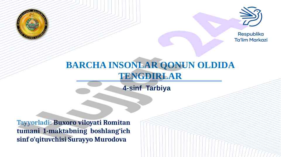 Boshlang‘ich sinf o‘qituvchilari uchun tarbiya darslari