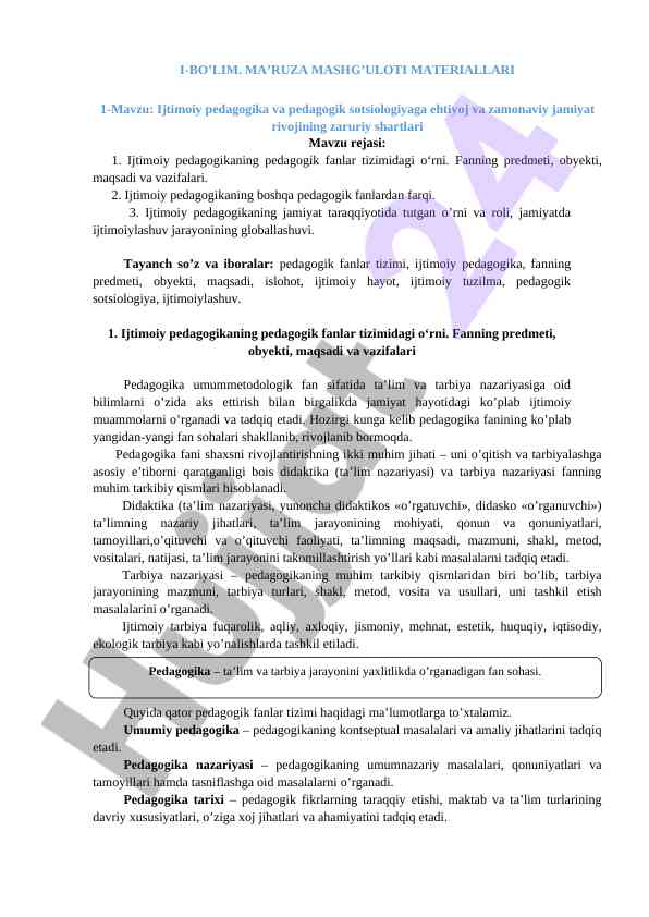 Ijtimoiy Pedagogika Va Pedagogik Sotsiologiya