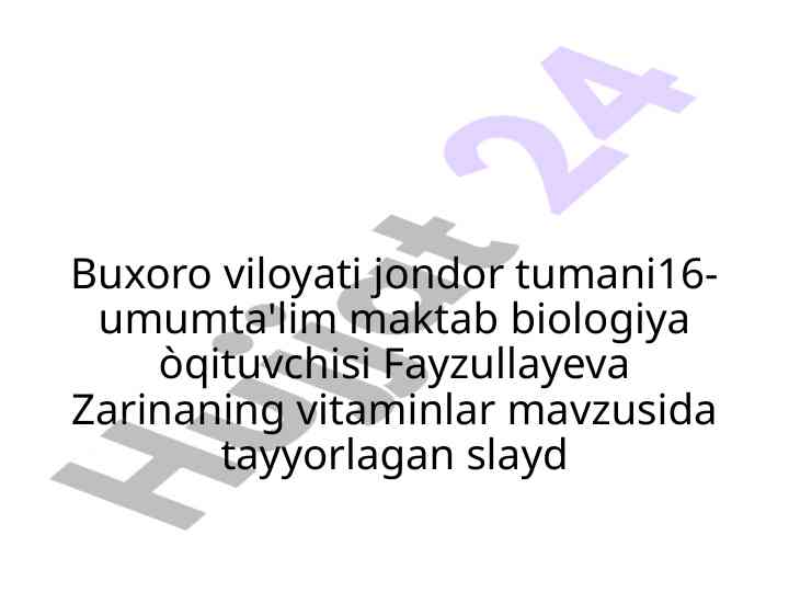 Vitaminlar va ularning turlari mavzusi bo'yicha slayd