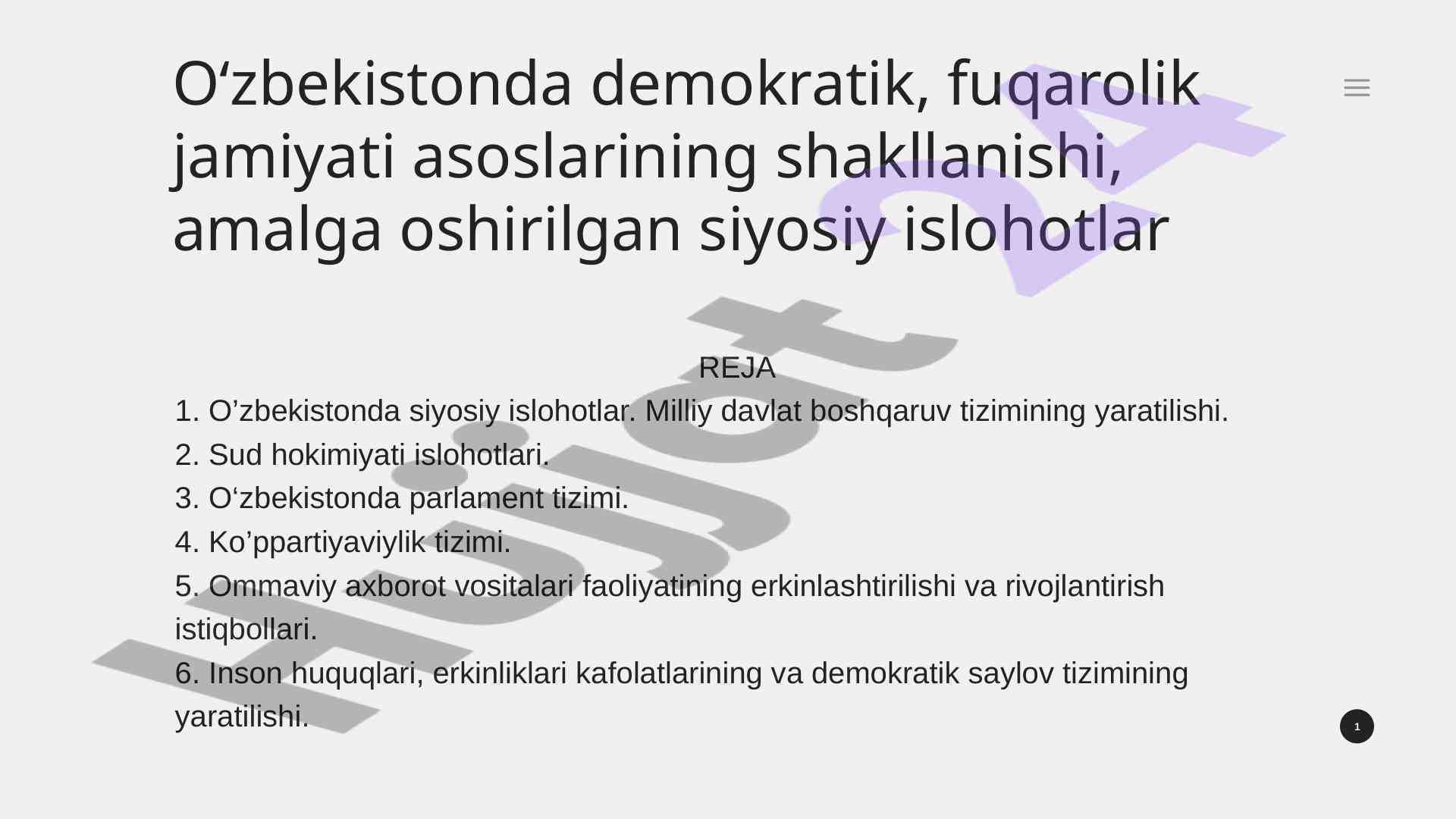 O‘zbekistonda demokratik jamiyat asoslari