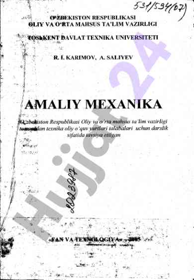Amaliy mexantka darsligi talabalar uchun