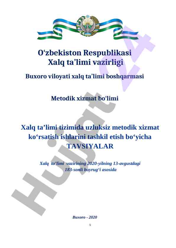 Xalq ta’limiga metodik tavsiyalar 2020