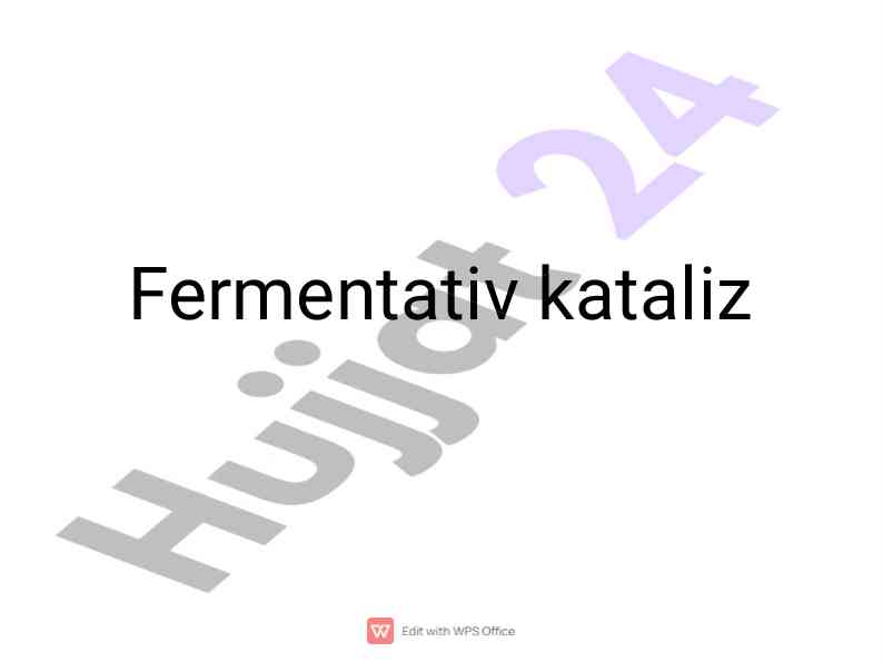 Fermentativ kataliz va kimyoviy reaksiyalar