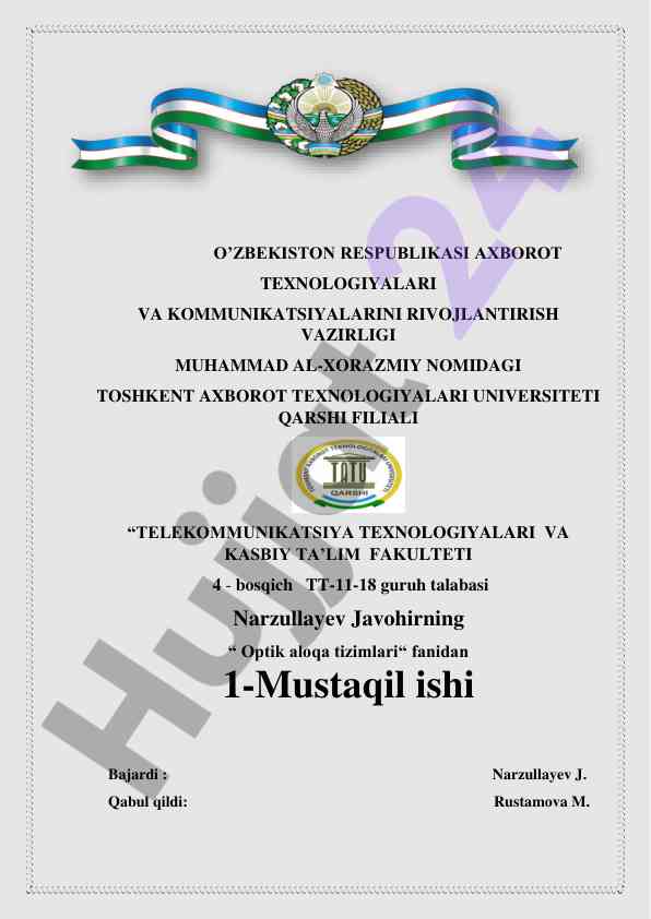 Optik aloqa tizimlari uchin optik tolalar standartlari