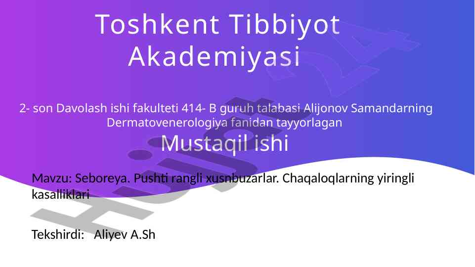 Seboreya pushti rangli husnbuzarlar chaqaloqlarning kasalliklari