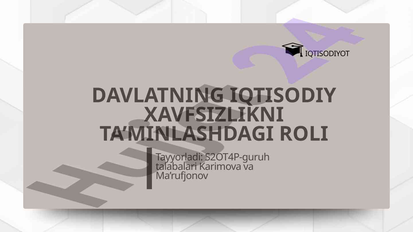 Iqtisodiy xavfsizlikni ta’minlashning asosiy yo‘nalishlari