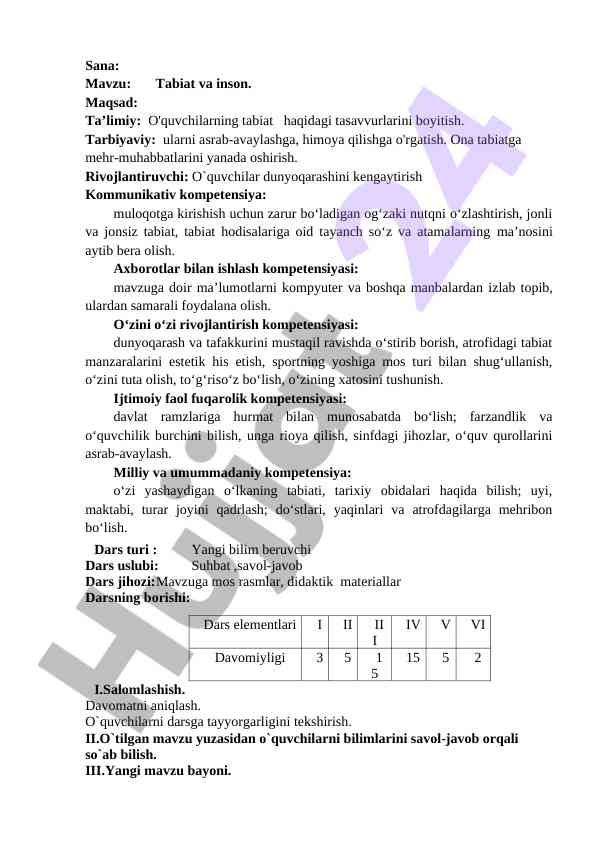 Tabiat va inson: o'quvchilarni tarbiyalash tizimi