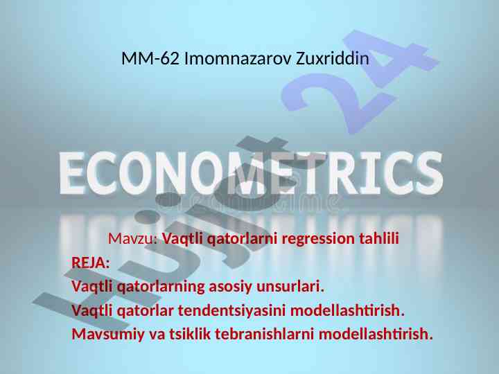 Vaqtli qatorlarni regression tahlili