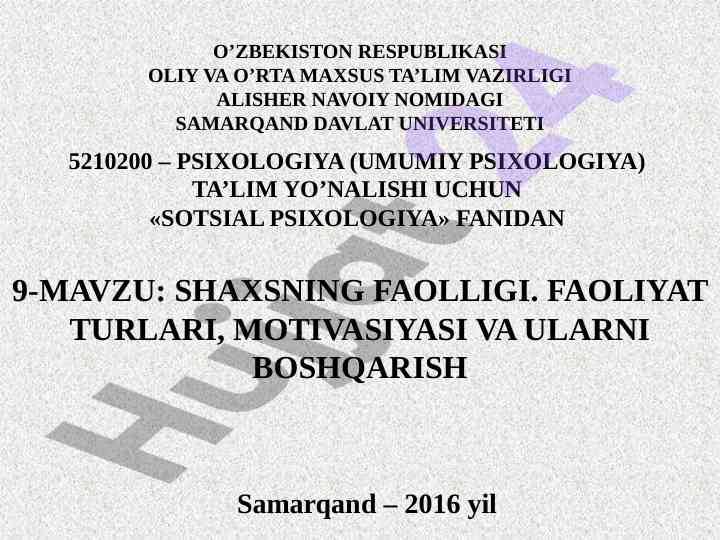 Sotsial psixologiya asoslari faollik turlari