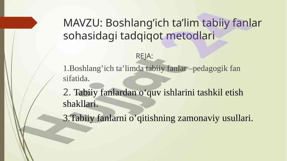Boshlang'ich ta'limda tabiiy fanlarni o'rgatish