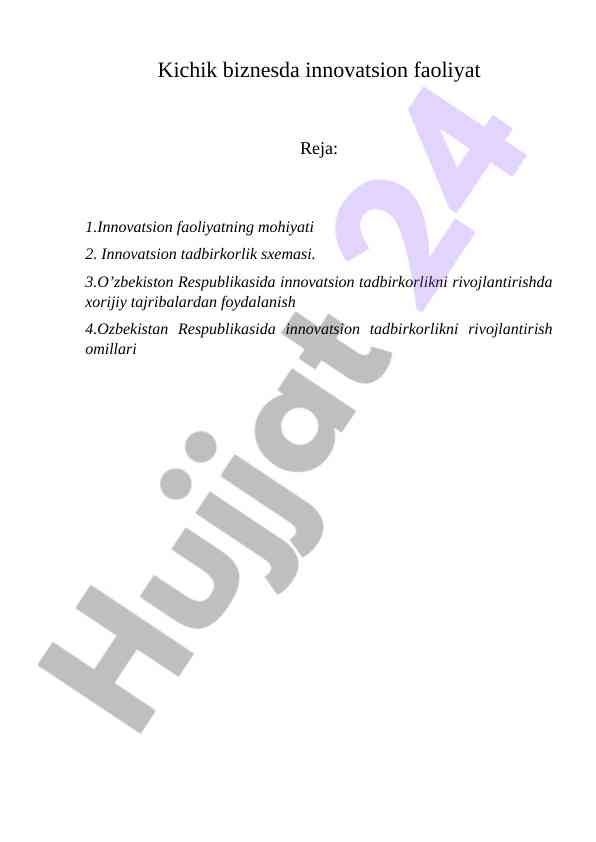 Innovatsion faoliyat va tadbirkorlik strategiyalari