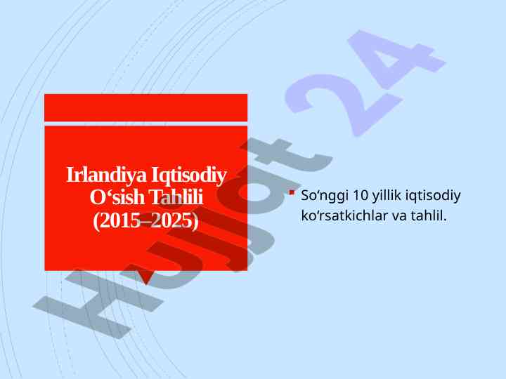 Irlandiya iqtisodiy o‘sish tahlili 2015–2025