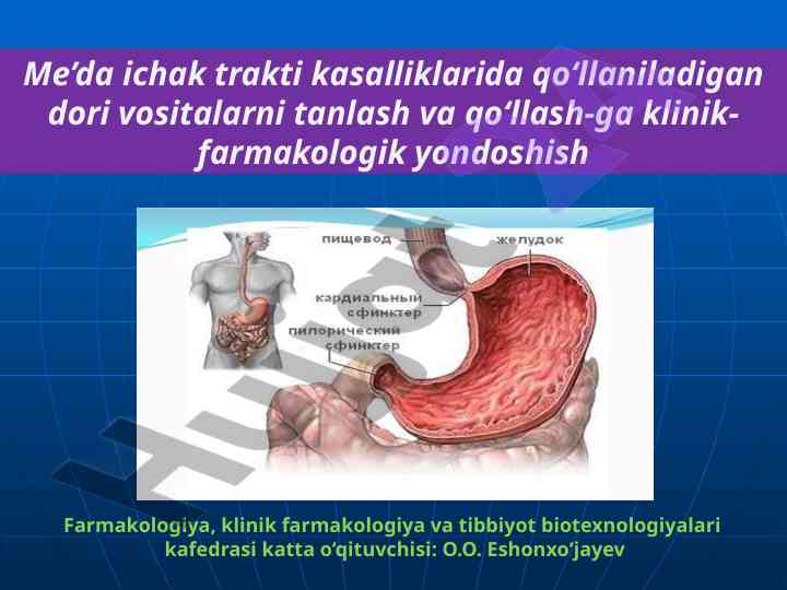 Me’da ichak trakti kasalliklari va dori vositalari