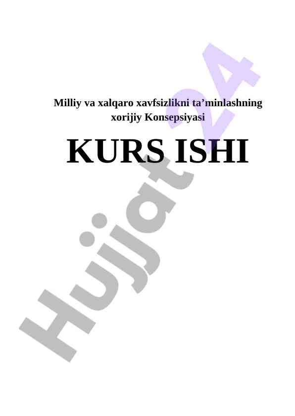 Milliy Va Xalqaro Xavfsizlikni Ta’minlash Konsepsiyasi