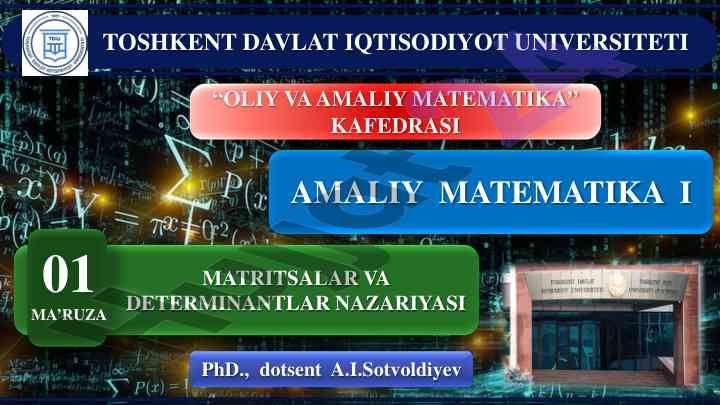 Matrisa va determinantlar nazariyasi darsligi