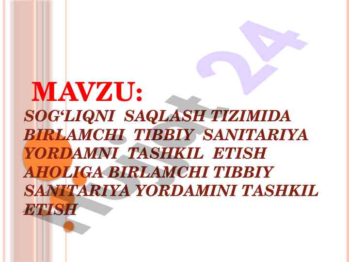Sog‘liqni saqlash tizimidagi tibbiy sanitariya yordam