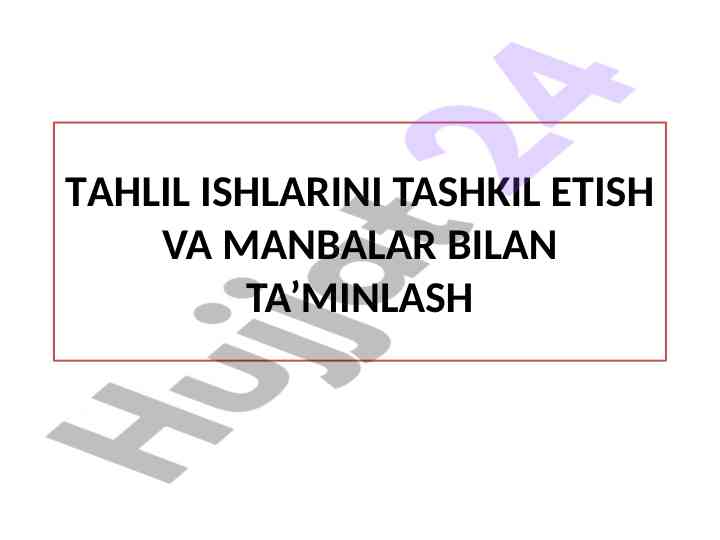 Iqtisodiy tahlilni tashkil etish rejalari