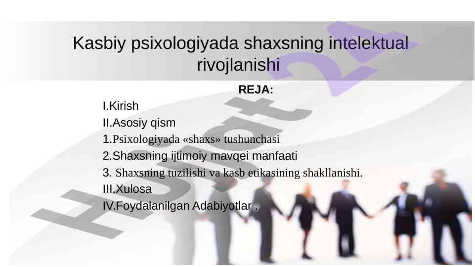 Kasbiy psixologiyada shaxsning intelektual rivojlanishi