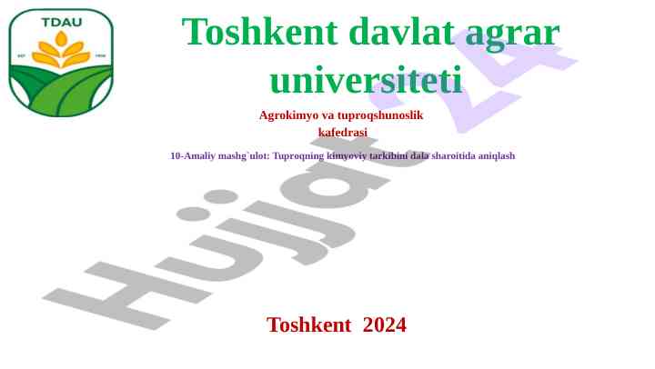 Tuproqning kimyoviy tarkibini dala sharoitida aniqlash