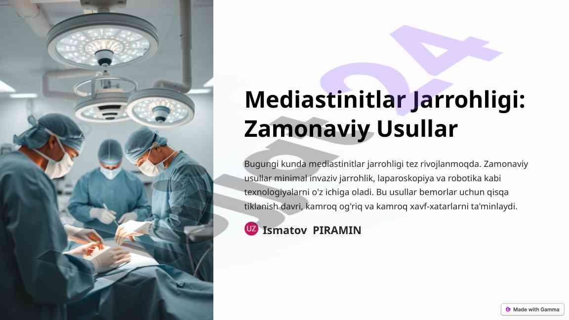 Mediastinitlar jarrohligi: zamonaviy usullar