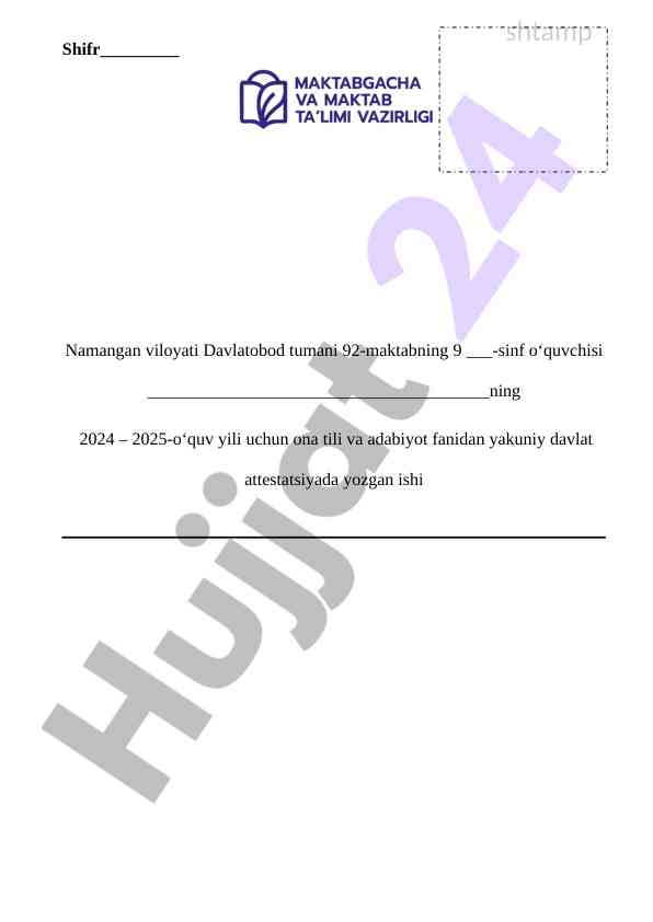 Ona tili va adabiyot fanidan yakuniy ish 2024-2025